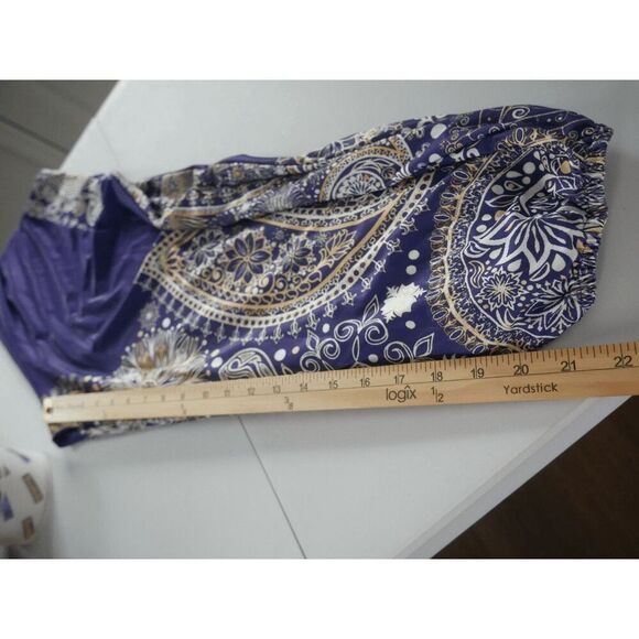 Women's Purple Geometric Print Racerback Pockets Cuffed Ankle Jumpsuit M - Picture 12 of 12